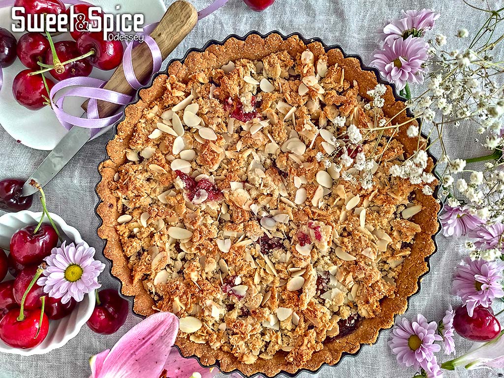 Cherry Almond Crumble Tart