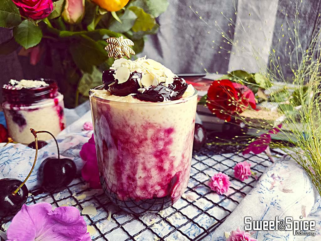 Nolen Gurer Payesh With Cherry Bourbon Compote