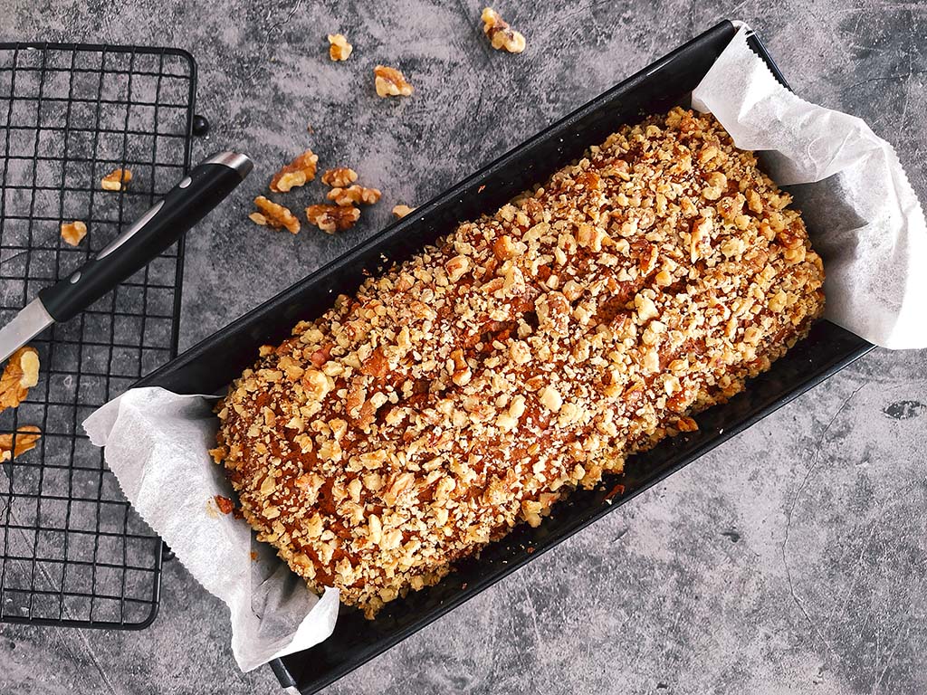 Vegan Spiced Walnut Banana Bread With Jaggery