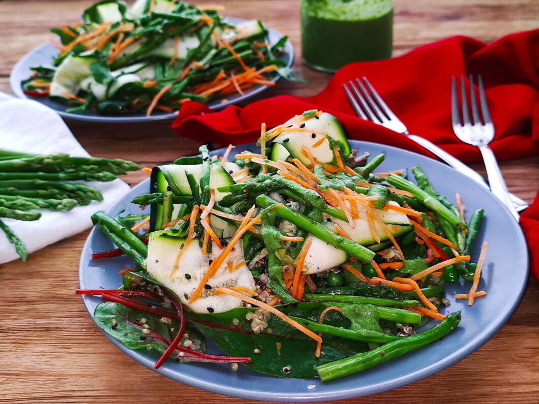 Roasted Garlic Asparagus Salad with Quinoa