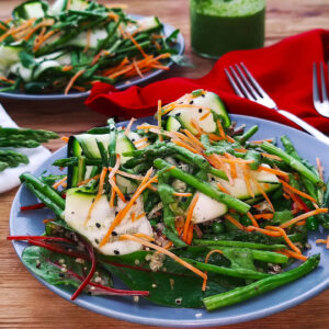 Roasted Garlic Asparagus Salad with Quinoa