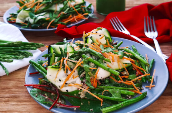 Roasted Garlic Asparagus Salad with Quinoa