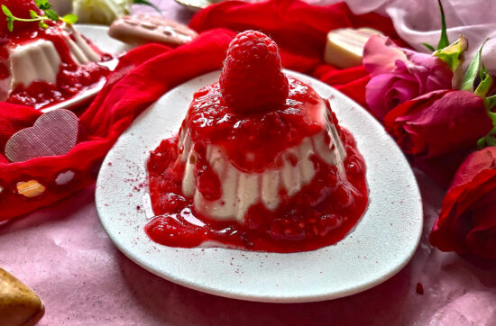 Rose scented Raspberry Panna Cotta