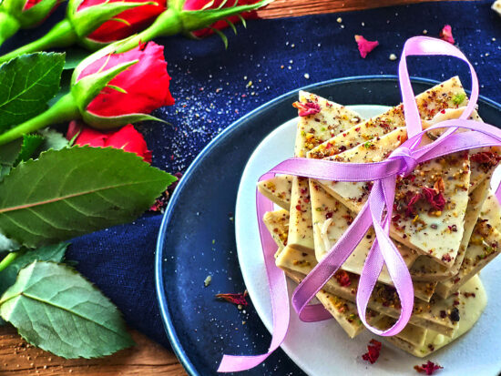 Thandai infused White chocolate bark