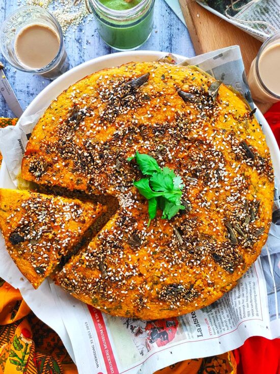 Handvo (Spicy Rice Lentils Indian Cake)