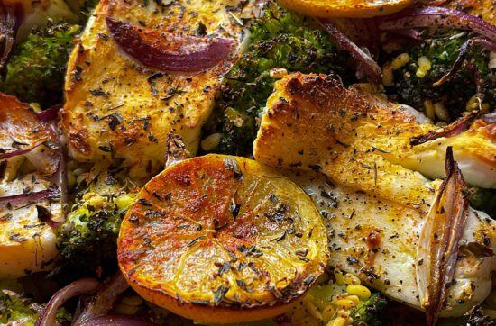 Baked Herbed Halloumi With Broccoli